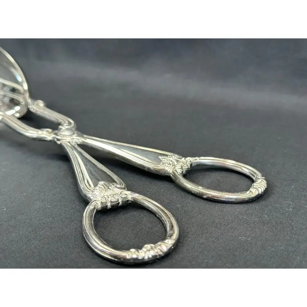 Gorham Heritage Silverplate Antique Salad Pastry Serving Tongs 10.75